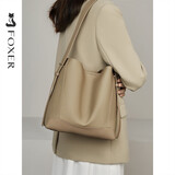 金狐狸（FOXER）头牛皮女士包包女包大容量水桶包手提单肩斜挎包轻奢女友生日礼物