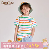 PawinPaw卡通小熊童装夏季男童撞色彩虹条纹短袖T恤 Mix混合色/99 120