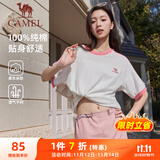骆驼（CAMEL）夏日纯棉T神男女宽松圆领短袖上衣T恤 C35BAXLN056A 樱桃粉 XL