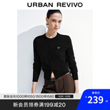 UR2025秋季新款女装简约休闲亮片装饰针织开衫UWB950011 黑色 M