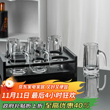 青苹果白酒杯二两杯刻度分酒器玻璃酒壶6只 家用饭店用