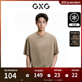 GXG男装 夏季新款重磅系列精致小字母绣花圆领短袖T恤 卡其色 L