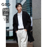 GXG男装长款毛呢大衣黑色冬2024年新品 黑色 175/L