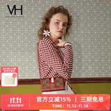 VANESSA HOGAN VH女包梵临小方包轻奢复古手机包潮流单肩链条斜挎包礼物送女友 红棕色