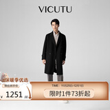 威可多（VICUTU）航海家商务通勤男中长款大衣双面呢内胆正装外套黑色L175/92A