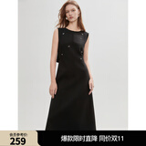 ELLE黑色钉钻高级感连衣裙女2025夏季新款无袖圆领气质优雅背心裙 黑色 M