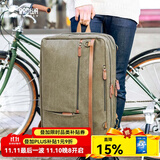 SANWA SUPPLY 电脑包手提 双肩包女 背包男 大容量笔记本包 多功能复古帆布包 绿色 17英寸