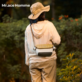 Mr.ace Homme轻便休闲单肩包包外出百搭斜挎包女通勤帆布马鞍包男 山系杏