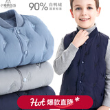 多妙屋男童羽绒马甲秋冬装儿童背心鸭绒轻薄内胆坎肩中大童内穿保暖马夹 小闪电藏蓝81631 140 cm 参考身高135-145