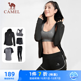 骆驼（CAMEL）瑜伽套装女健身运动服五件套A7S1UL8135黑色M