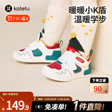 卡特兔宝宝学步鞋秋冬宝宝棉鞋男童加绒二棉童鞋1-3岁软底机能鞋小K盾 白绿红-加绒 24 内长14.5cm 脚长13.6-14.2