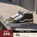 VANS范斯官方 Sk8-Mid Reissue薄荷曼波绿彩色棋盘格印花情侣板鞋 墨绿色 35