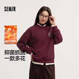 森马（Semir）[商场同款]女oversize发热抗菌2024冬季绣花抓绒上衣101724116004
