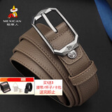 稻草人复古男皮带针扣式真头层牛皮商务休闲腰带裤带生日礼物送父亲老公