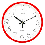 天王星（Telesonic）挂钟 客厅创意钟表现代简约安静钟时尚个性3D立体时钟卧室石英钟圆形挂表S9651-3红色