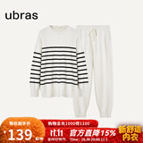 ubras加绒睡衣冬女家居服套装情侣可外穿慕斯条纹舒适居家 米白色-女士套装 L