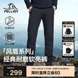 伯希和（Pelliot）【风盾】冲锋软壳裤男冬季保暖抓绒裤防风高弹长裤115107016黑XL