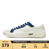 FILA FUSION斐乐男鞋POP帆布鞋潮牌男子潮流板鞋街拍运动休闲鞋男 奶白/徽章蓝-GB 43
