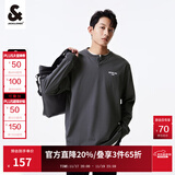 杰克·琼斯（JACK&JONES）25年秋季植绒重磅棉字母休闲套头宽松长袖T恤男装打底衫内搭外穿 水泥灰色E39 M 175