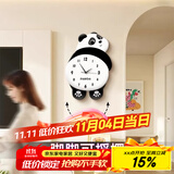 猫九酱可爱熊猫钟表挂钟客厅简约大气网红挂墙创意时钟餐厅装饰画