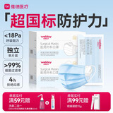维德（WELLDAY）一次性成人医用外科口罩三层防护防过敏透气灭菌级独立包装100只