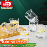 青苹果耐热玻璃水杯咖啡杯220ml6只 家用冰川锤纹茶杯洋酒杯啤酒杯