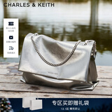 CHARLES&KEITH大容量纯色链条邮差包单肩腋下包包女包婚包生日礼物CK2-20271514 Pewter锡灰色 大包