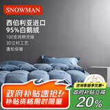斯诺曼加厚高档100支贡缎进口95白鹅绒羽绒被芯冬被子2.2*2.4m充1500g蓝