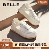 百丽（Belle）透气网面小白鞋女厚底休闲运动板鞋B1175BM3 蜂蜜牛乳-网面 38 (240mm)