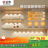 公牛（BULL）感应猫眼橱柜灯磁吸充电山丘光效展柜玄关氛围小夜灯 银40cm三色