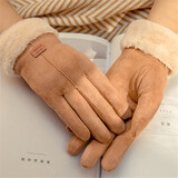 笙格儿手套女冬季加绒加厚保暖触屏冬天防寒骑车女士春秋骑行麂皮绒手套