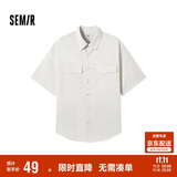 森马（Semir）短袖T恤男装纯棉衬衣外套工装做旧水洗夏季上衣101324104111