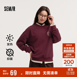 森马（Semir）[商场同款]女oversize发热抗菌2024冬季绣花抓绒上衣101724116004