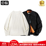 马登工装美式空中MA1飞行员夹克军事风短款外套复古棒球服男潮秋上衣 黑色MA1+米白长T 3XL