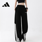 阿迪达斯（adidas）运动裤女时尚潮流宽松舒适黑色休闲裤 黑色 L