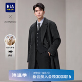 海澜之家（HLA）大衣男款轻商务经典平驳领纯羊毛外套男冬季 深灰07 L 175/92A 推荐137~150斤