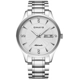 欧美时手表男士石英表瑞士认证双日历气质镶钻防水女士情侣名表 本色白面钢带【绅士男表】