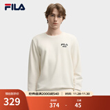 斐乐（FILA）官方男子加绒保暖卫衣秋冬季时尚休闲简约圆领套头衫长袖上衣男装 蒸汽白-IV M