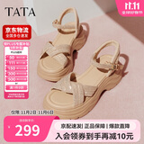 他她TATA休闲厚底凉鞋女鞋法式气质时装凉鞋2025夏季CXT01BL5 杏色 38