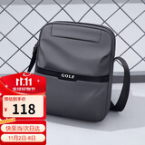 高尔夫GOLF单肩包男士休闲斜挎包男大容量牛津布学生随身小挎包可装ipad轻便手机包防泼水运动男包 黑配灰 