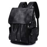 昊迪尔新款韩版双肩男士背包时尚潮流大高中学生书包15.6英寸电脑旅行包 黑色