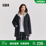 森马（Semir）外套女中长款西装领通勤宽松2024冬含羊毛双面呢夹克109724108021