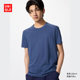 优衣库男装女装情侣百变T快干圆领T恤短袖素色T恤打底衫475358 475358/67海蓝色 L