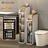 躬亲卫生间置物架厕所夹缝收纳柜浴室缝隙马桶侧落地窄缝储物柜可移动 高款三层面宽18CM-防水可移动 18*41*78 CM