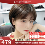 LOUISFERRE假发女真发自然全头套真人发丝时尚逼真短发全头套波波头 深棕色【递针分缝+混发】 短发