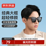 京东京造经典大黑框TAC偏光太阳镜开车防风护目墨镜男女款 黑灰