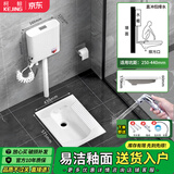 柯鲸 卫生间节能蹲便器套装厕所家用蹲坑防臭不挂污易清洁陶瓷蹲便器 B款直冲后排+畅销款水箱+喷枪