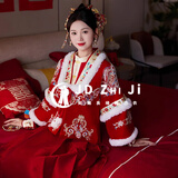 枝己新年战袍秀禾服新娘马面裙结婚礼服三件套敬酒服中式嫁衣婚服 S2327-三件套 均码