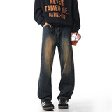 顶峰保罗（Dingfengbaoluo）水洗复古牛仔裤男士秋季保暖加绒加厚宽松休闲长裤子74藏青XL