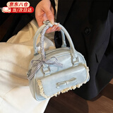 梵昇昱包包女时尚百搭单肩包斜挎包手提小方包送女生新年礼物保龄球包 蝴蝶结丝巾单肩包【蓝色】